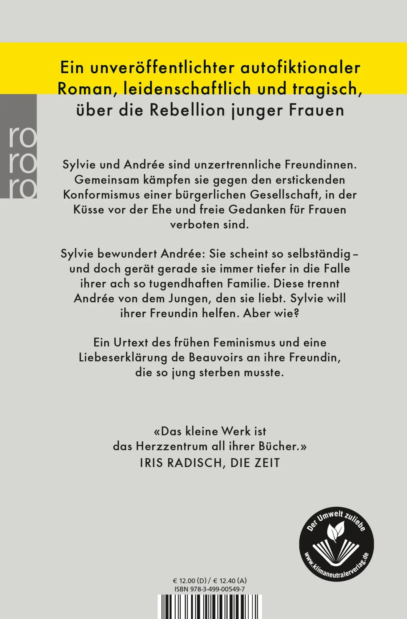 Rückseite: 9783499005497 | Die Unzertrennlichen | Simone De Beauvoir | Taschenbuch | 144 S.