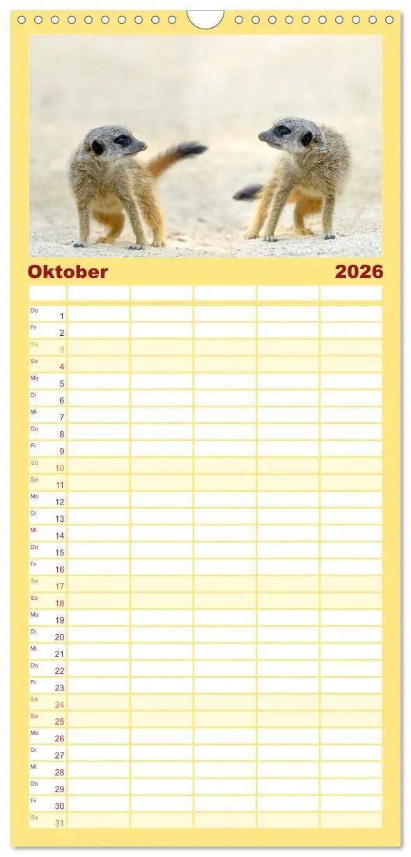 Bild: 9783516515497 | Familienplaner 2026 - Lustige Erdmännchen mit 5 Spalten...