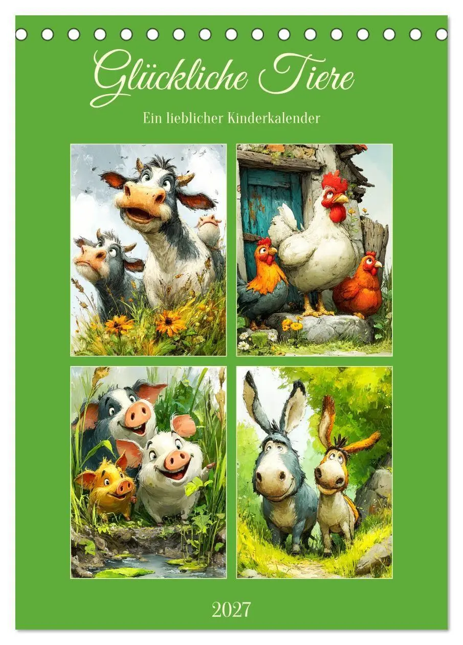 Cover: 9783516825497 | Glückliche Tiere. Ein lieblicher Kinderkalender (Tischkalender 2027...