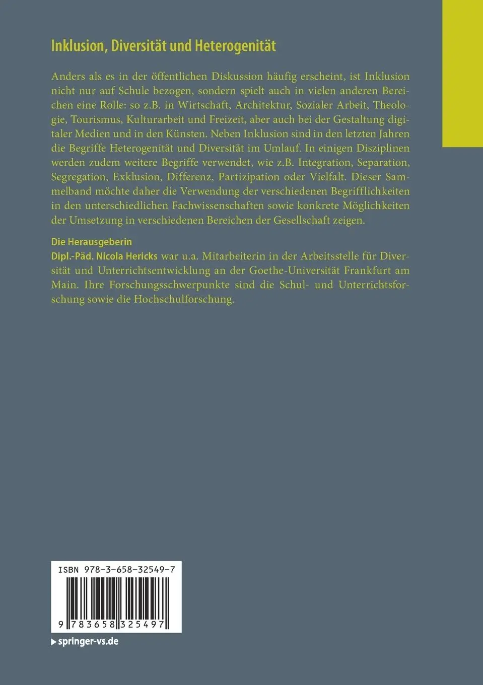 Rückseite: 9783658325497 | Inklusion, Diversität und Heterogenität | Nicola Hericks | Taschenbuch