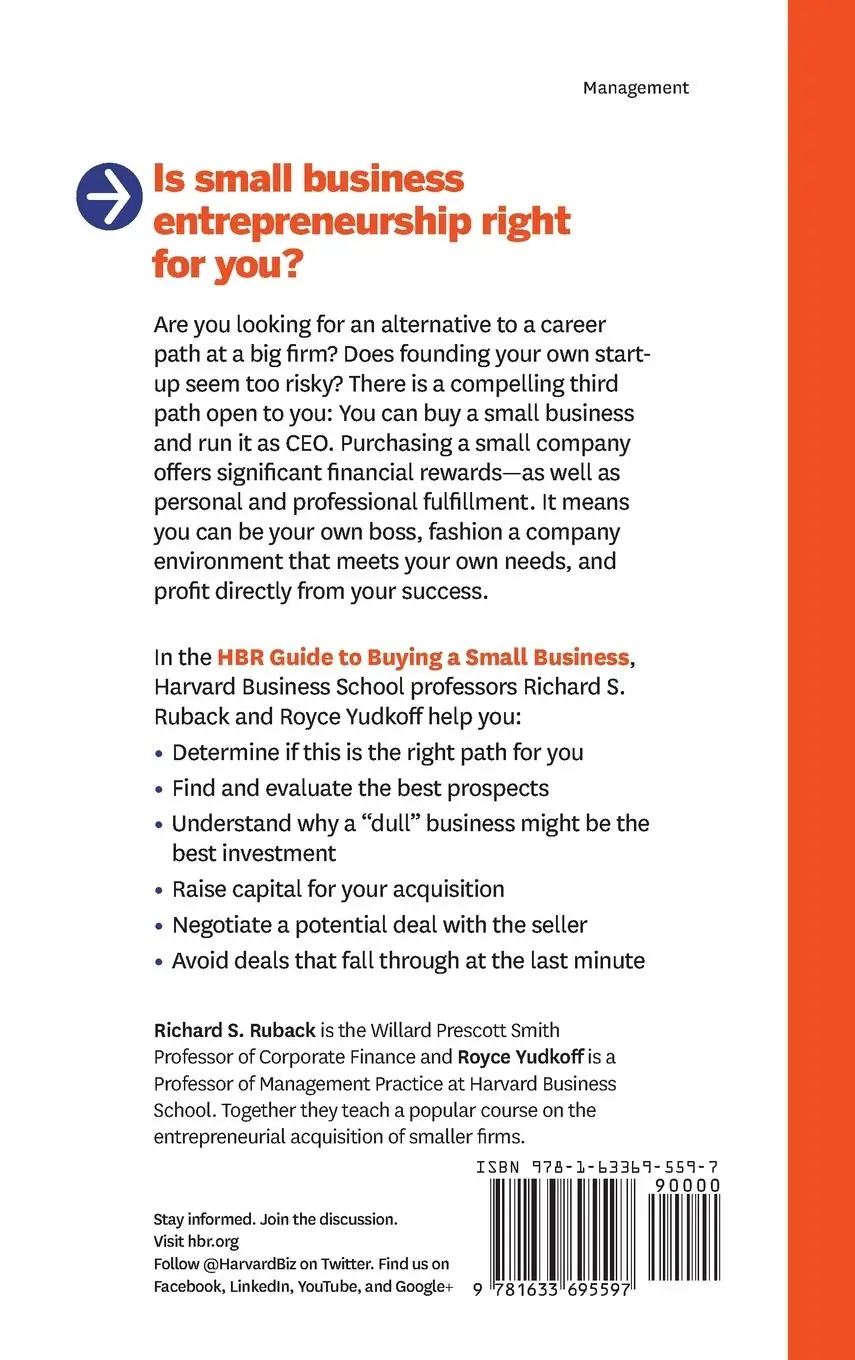 Rückseite: 9781633695597 | HBR Guide to Buying a Small Business | Richard S Ruback (u. a.) | Buch