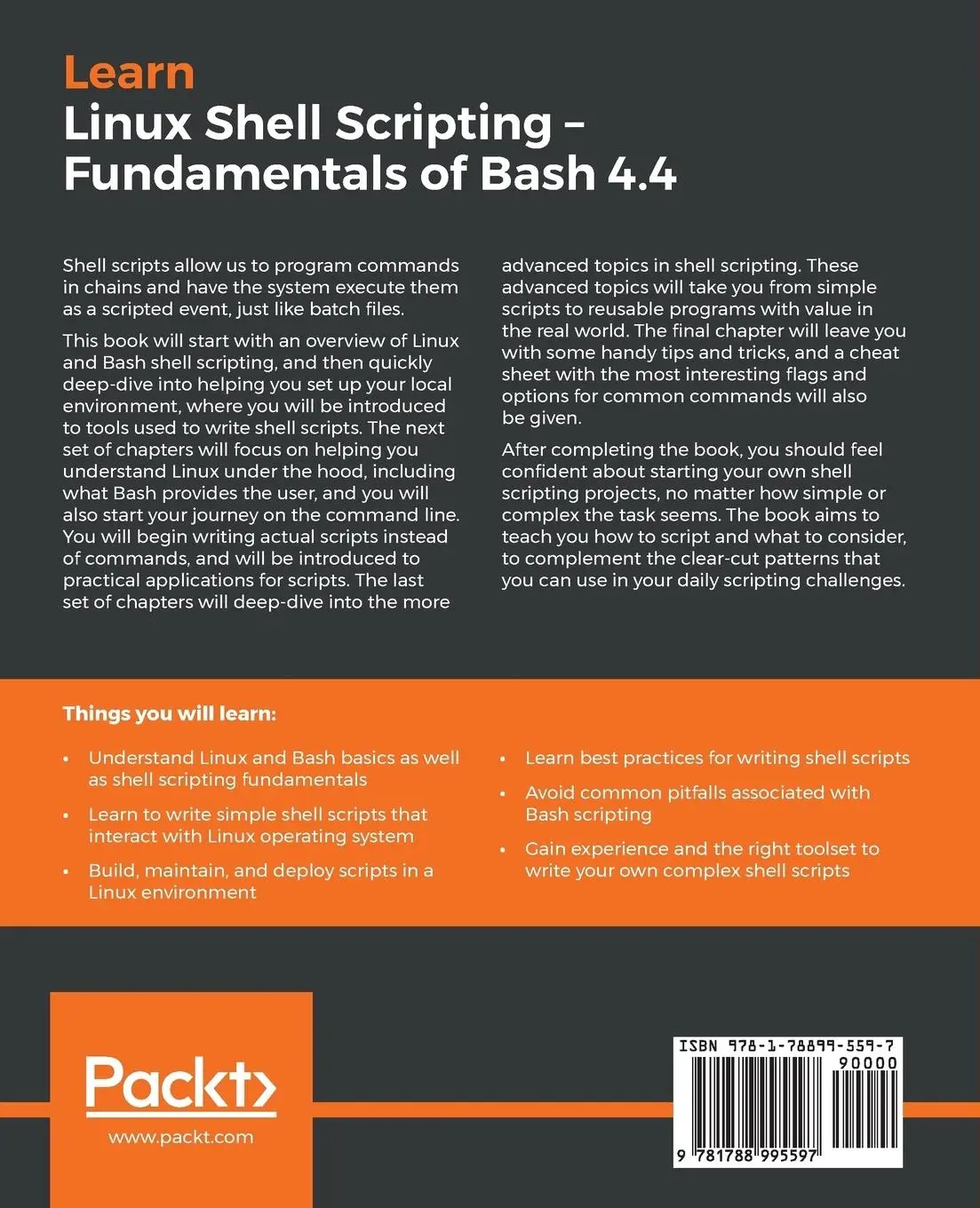 Rückseite: 9781788995597 | Learn Linux Shell Scripting - Fundamentals of Bash 4.4 | Tammer | Buch