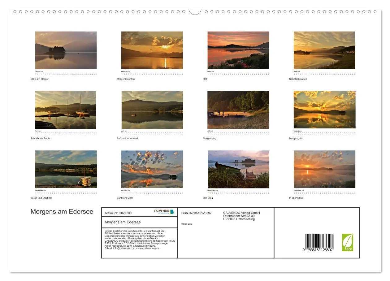 Bild: 9783516125597 | Morgens am Edersee (hochwertiger Premium Wandkalender 2026 DIN A2...