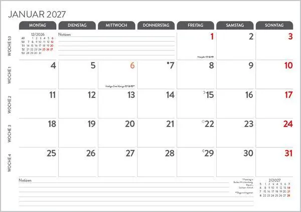 Bild: 9783819305597 | Monatsplaner 2027 | Verlag Korsch | Kalender | 12 S. | Deutsch | 2027