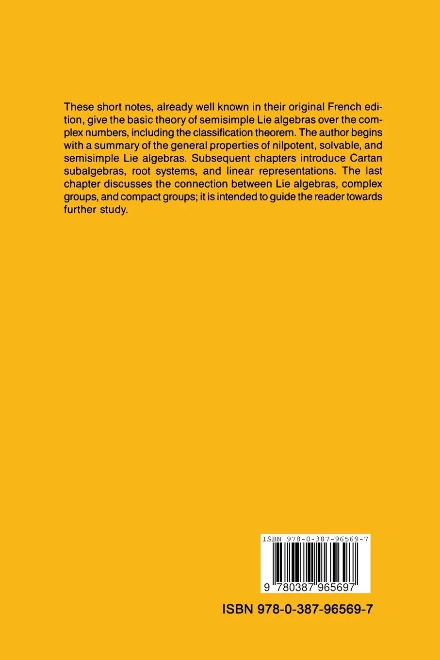 Rückseite: 9780387965697 | Complex Semisimple Lie Algebras | Jean-Pierre Serre | Taschenbuch | ix