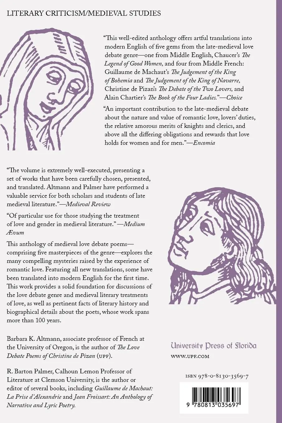 Rückseite: 9780813035697 | An Anthology of Medieval Love Debate Poetry | Altmann (u. a.) | Buch