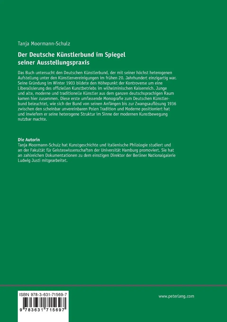 Rückseite: 9783631715697 | Der Deutsche Künstlerbund im Spiegel seiner Ausstellungspraxis | Buch