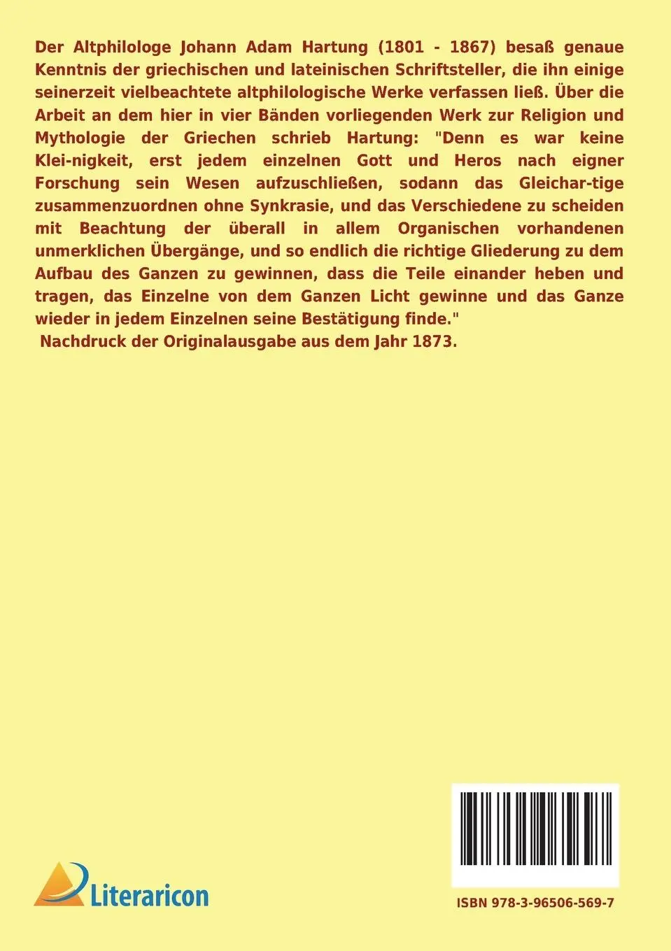 Rückseite: 9783965065697 | Die Religion und Mythologie der Griechen | Johann Adam Hartung | Buch