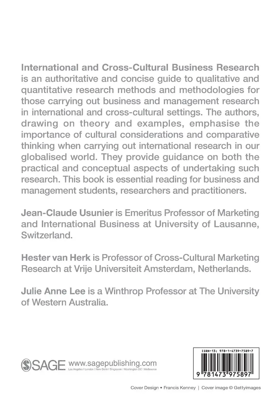 Rückseite: 9781473975897 | International and Cross-Cultural Business Research | Usunier (u. a.)