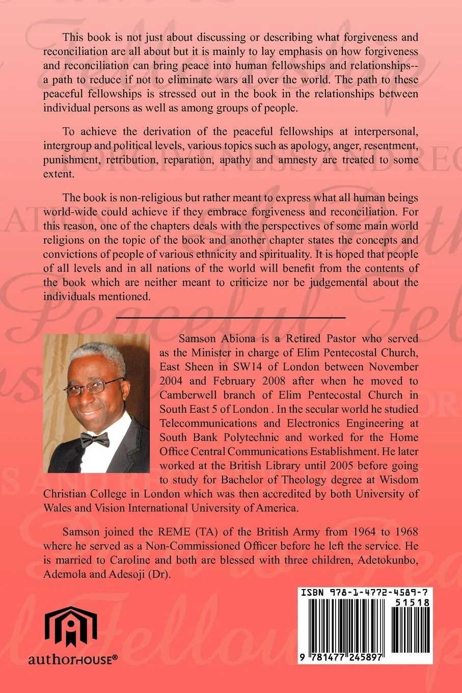 Rückseite: 9781477245897 | Forgiveness and Reconciliation | A Path to Peaceful Fellowship | Buch