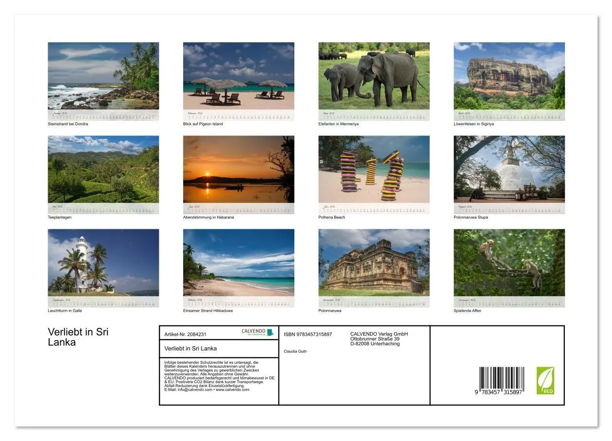 Bild: 9783457315897 | Verliebt in Sri Lanka (Wandkalender 2026 DIN A3 quer), CALVENDO...