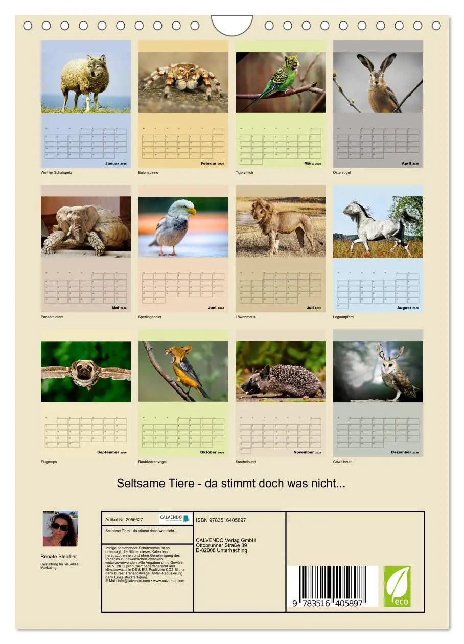Bild: 9783516405897 | Seltsame Tiere - da stimmt doch was nicht... (Wandkalender 2026 DIN...