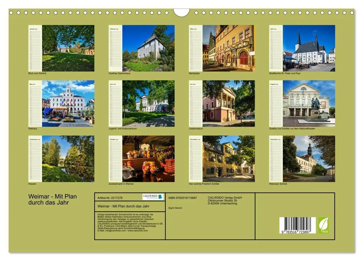 Bild: 9783516715897 | Weimar - Mit Plan durch das Jahr (Wandkalender 2026 DIN A3 quer),...