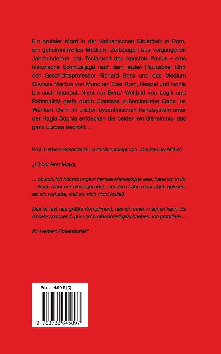 Rückseite: 9783738645897 | Die Paulus-Affäre: Mörderische Botschaften | Mira Mayer (u. a.) | Buch