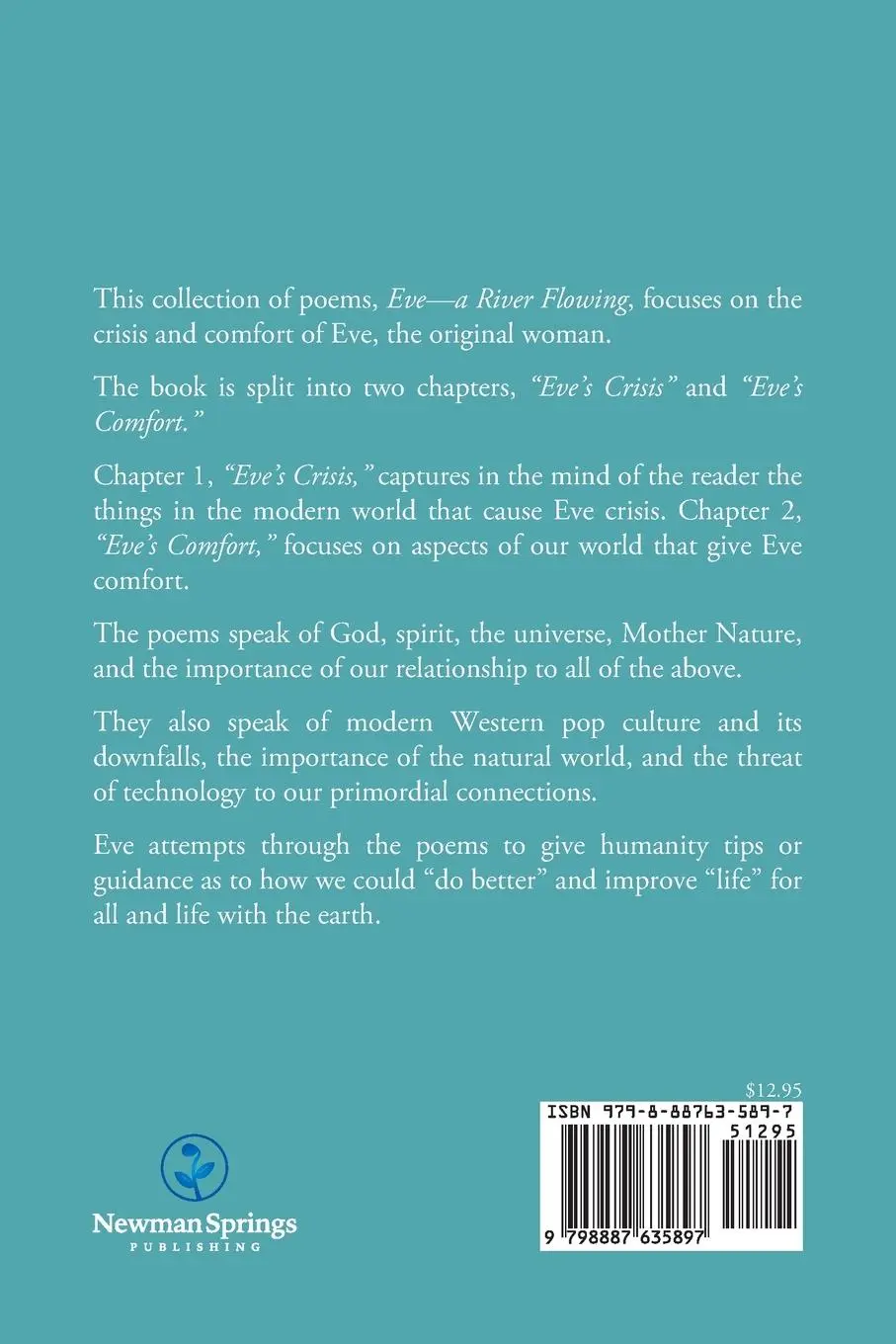 Rückseite: 9798887635897 | Eve A River Flowing | Poems | Jane Bauer | Taschenbuch | Englisch