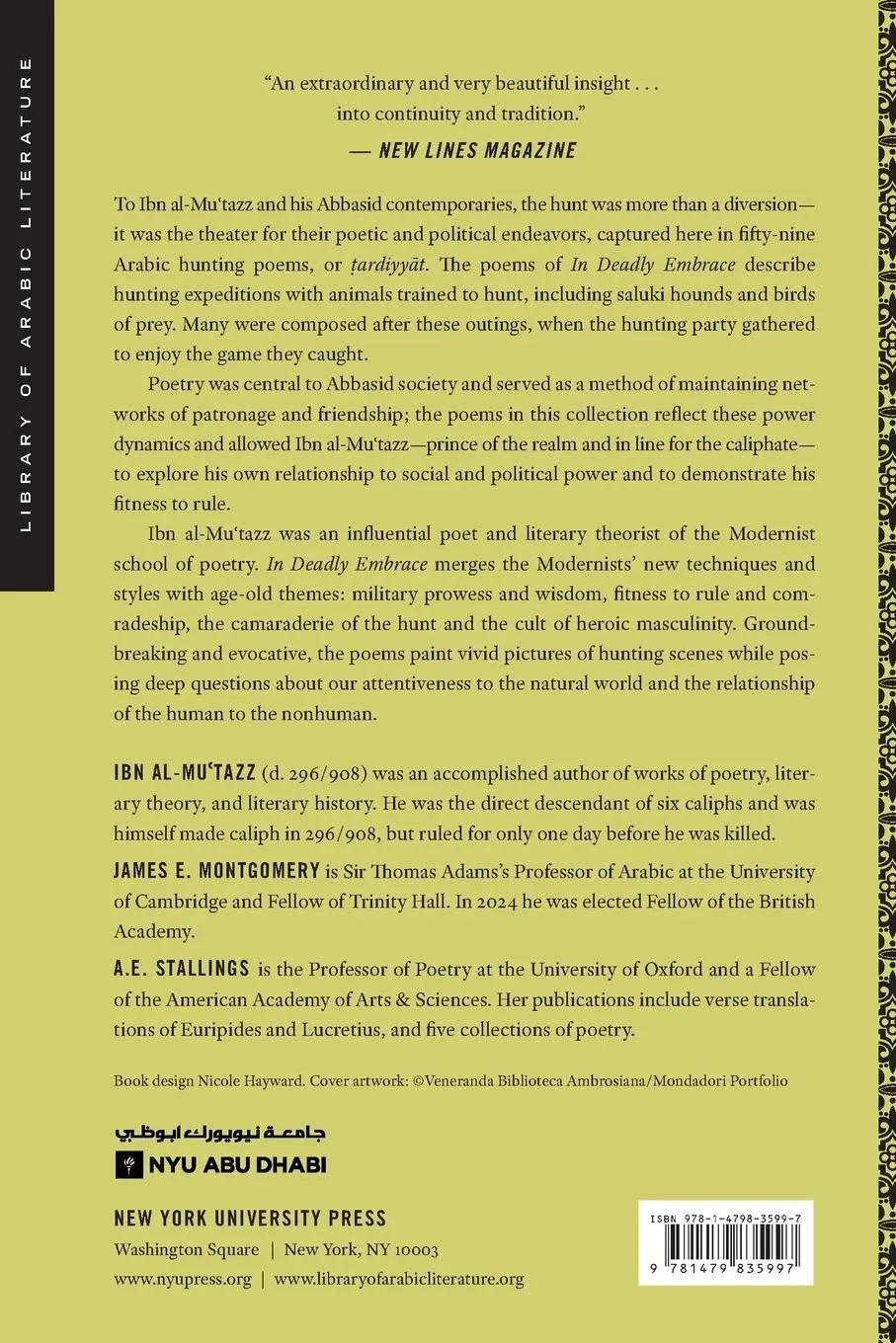 Rückseite: 9781479835997 | In Deadly Embrace | Arabic Hunting Poems | Ibn Al-Mu&amp; | Taschenbuch
