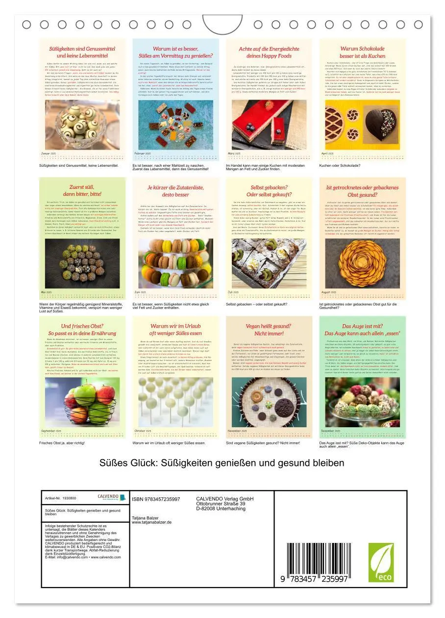 Bild: 9783457235997 | Süßes Glück: Süßigkeiten genießen und gesund bleiben (Wandkalender...