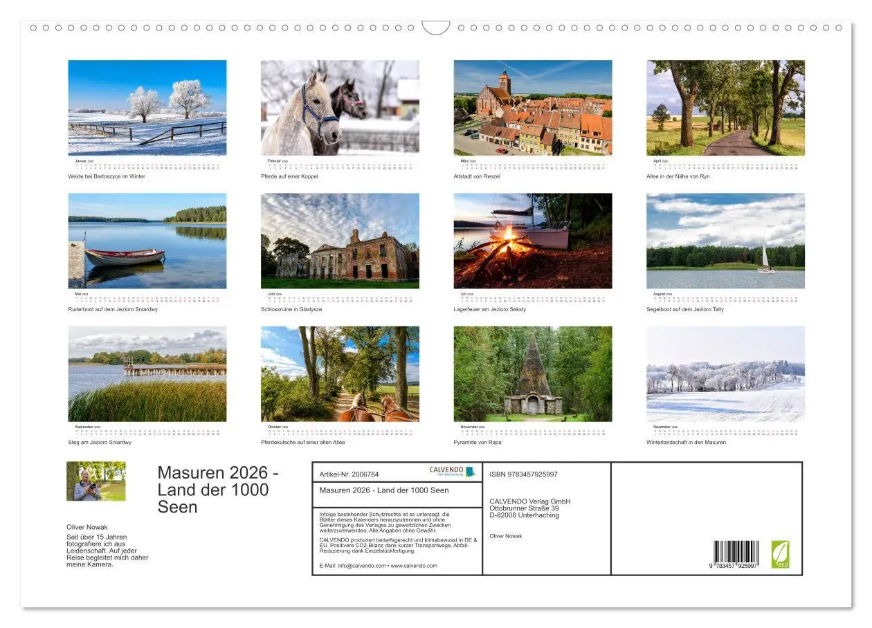 Bild: 9783457925997 | Masuren 2026 - Land der 1000 Seen (Wandkalender 2026 DIN A2 quer),...