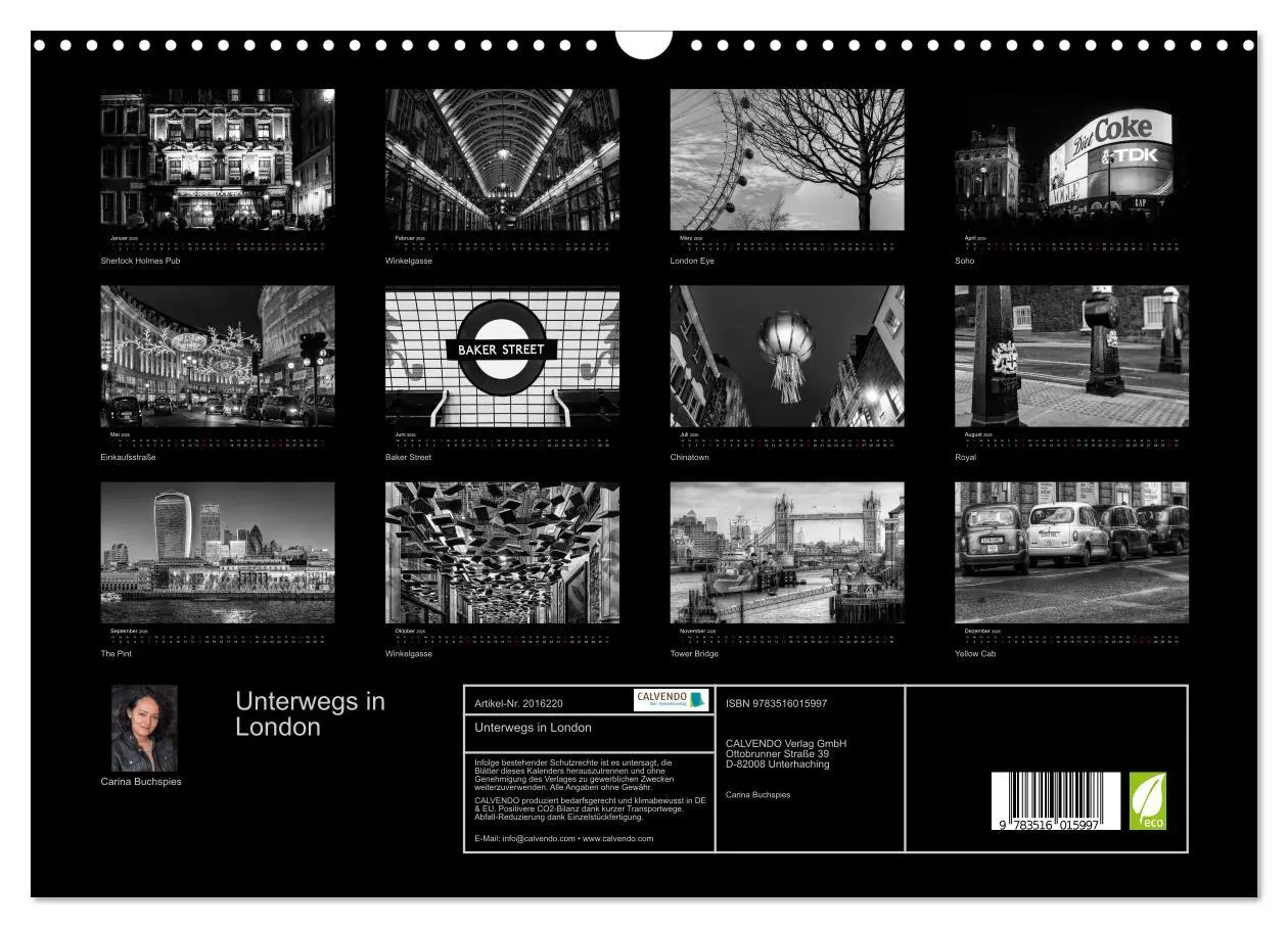 Bild: 9783516015997 | Unterwegs in London (Wandkalender 2026 DIN A3 quer), CALVENDO...