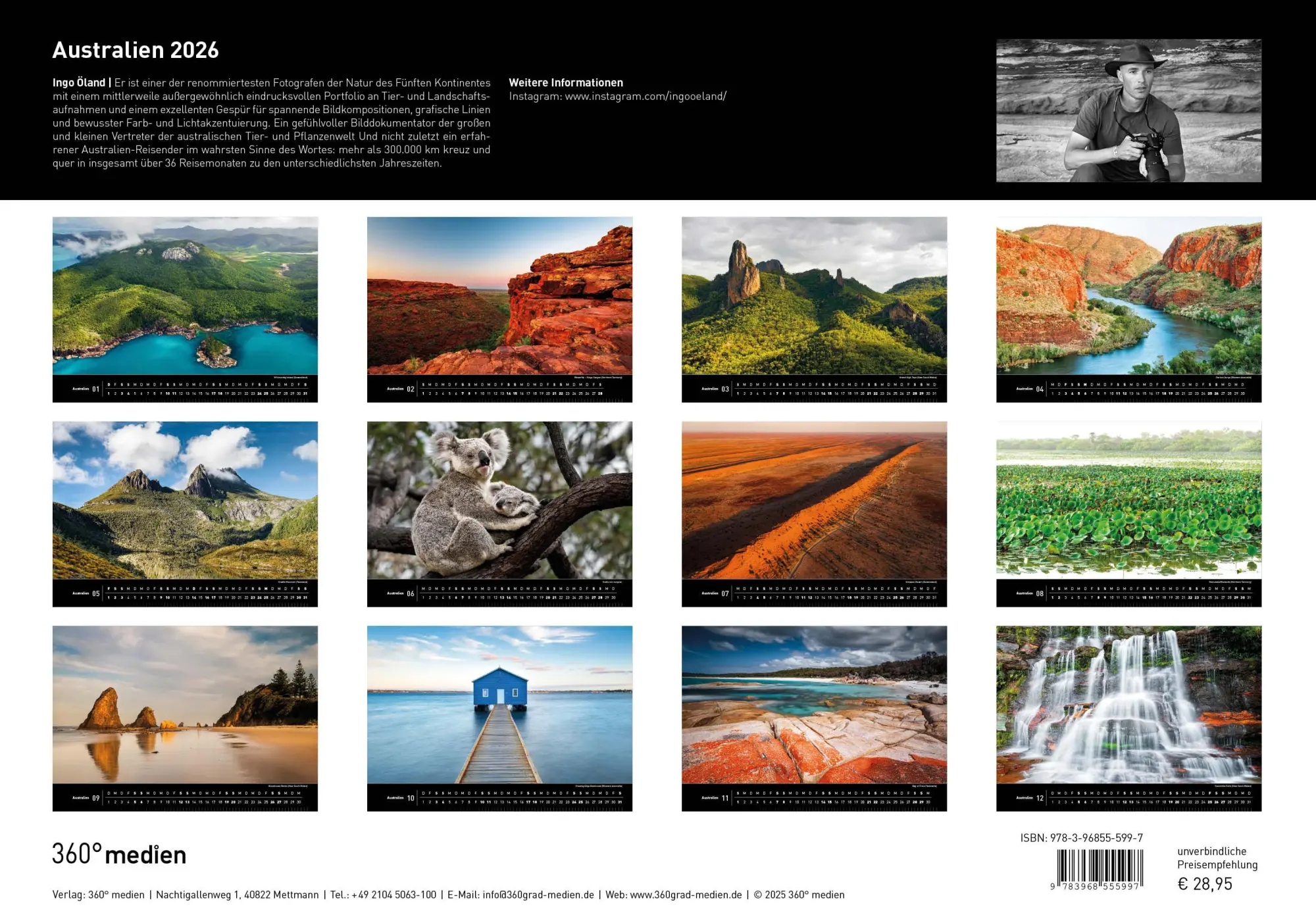 Rückseite: 9783968555997 | Australien Premiumkalender 2026 | Ingo Öland | Kalender | 14 S. | 2026