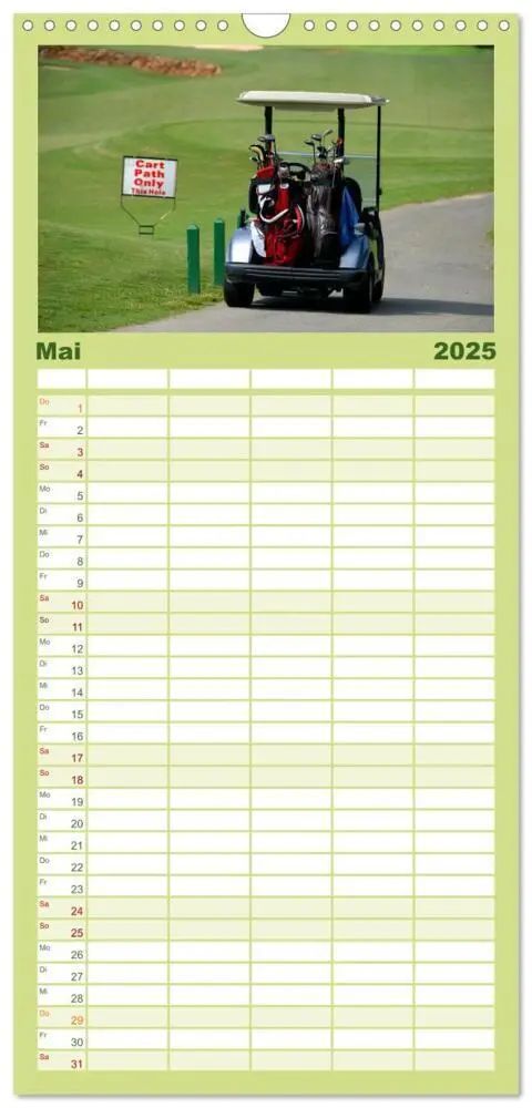 Bild: 9783457126097 | Familienplaner 2025 - Passion Golf mit 5 Spalten (Wandkalender, 21...