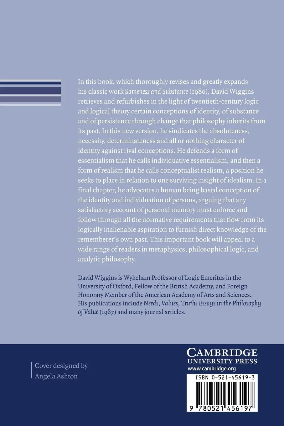 Rückseite: 9780521456197 | Sameness and Substance Renewed | David Wiggins | Taschenbuch | 2006