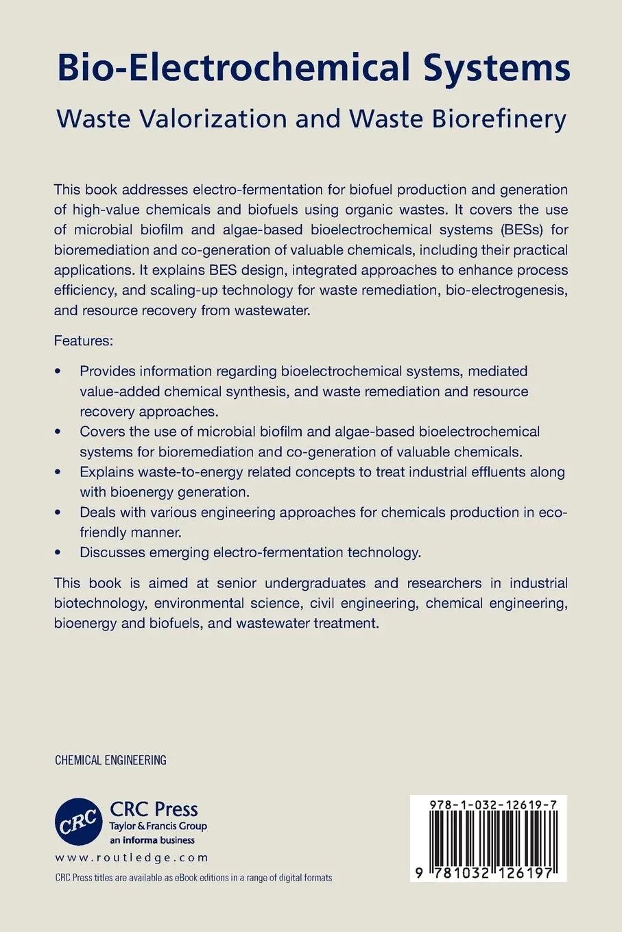 Rückseite: 9781032126197 | Bio-Electrochemical Systems | Waste Valorization and Waste Biorefinery