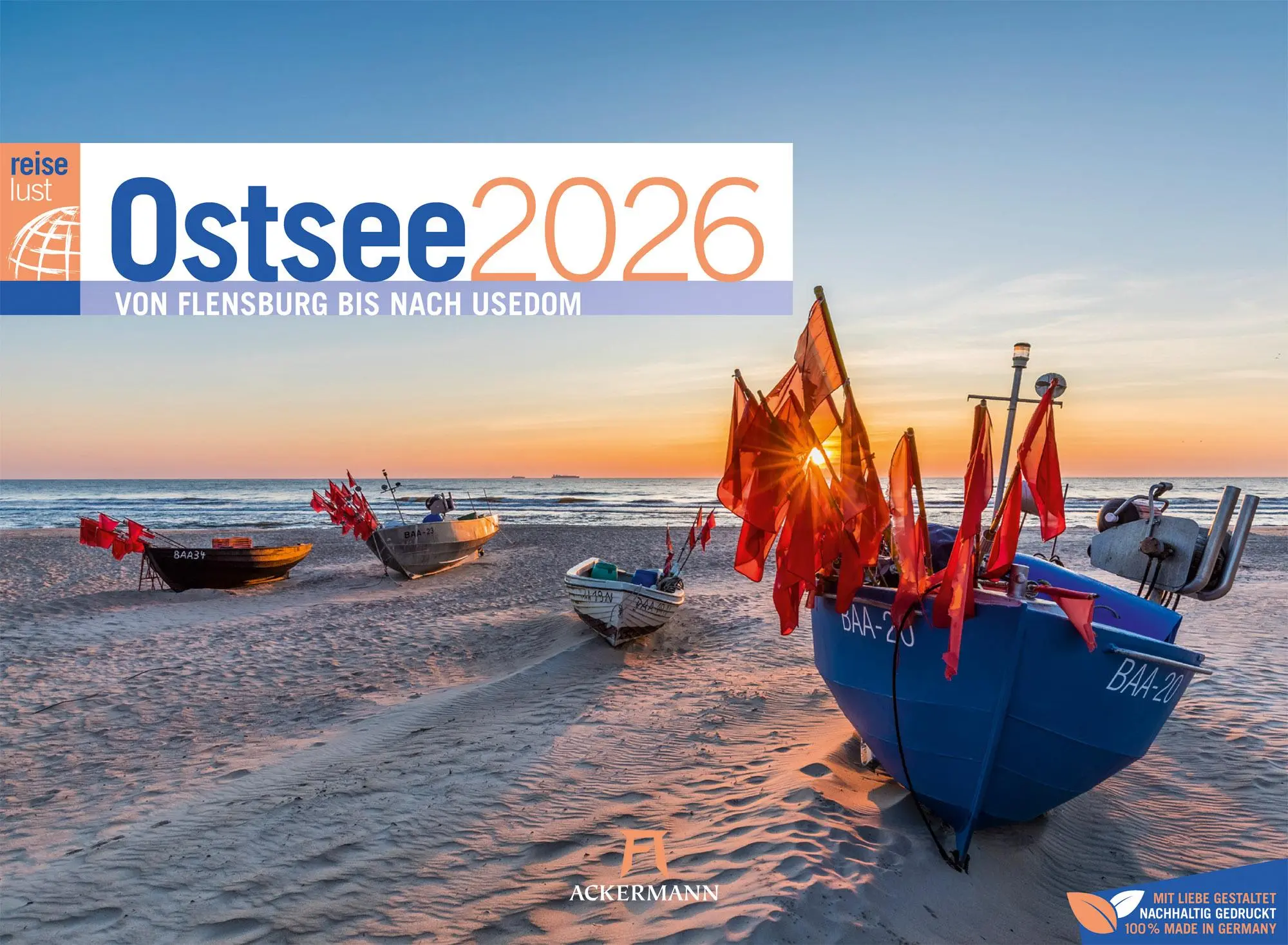 Cover: 9783838436197 | Ostsee ReiseLust Kalender 2026 von Flensburg bis nach Usedom | GmbH