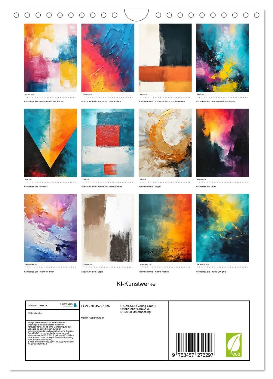 Bild: 9783457276297 | KI-Kunstwerke (Wandkalender 2026 DIN A4 hoch), CALVENDO Monatskalender