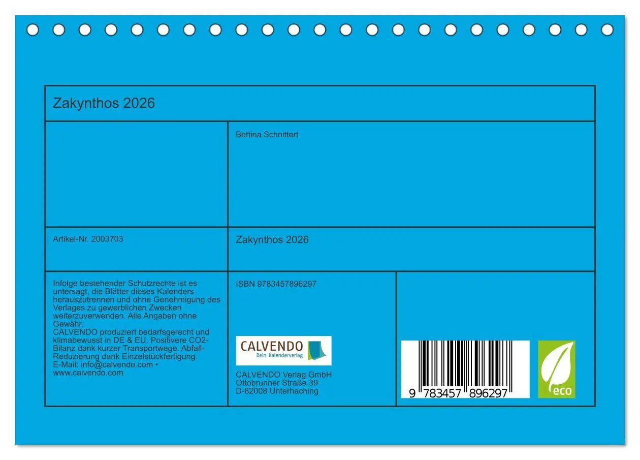 Bild: 9783457896297 | Zakynthos 2026 (Tischkalender 2026 DIN A5 quer), CALVENDO...