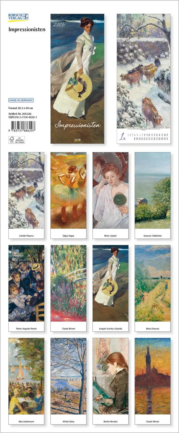 Bild: 9783731886297 | Impressionisten 2026 | Verlag Korsch | Kalender | Spiralbindung | 2026
