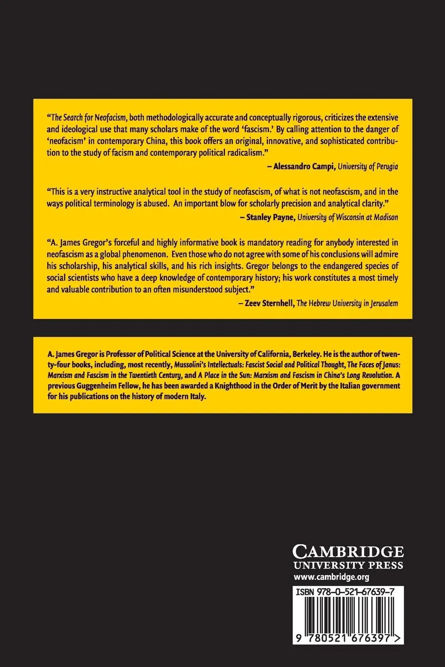Rückseite: 9780521676397 | The Search for Neofascism | A. James Gregor | Taschenbuch | Englisch
