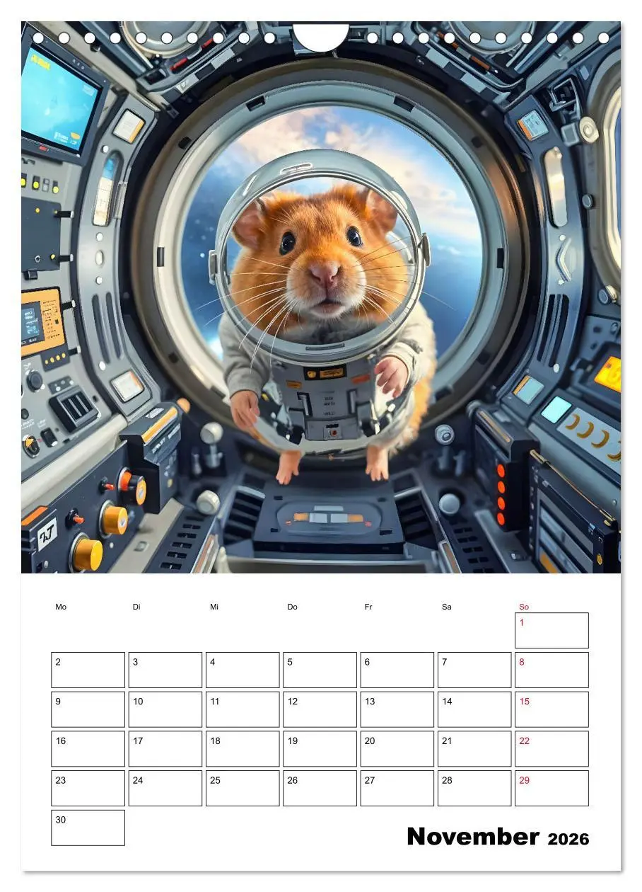 Bild: 9783457266397 | Space Hamster - Mit KI Hamster Astronauten im Weltall (Wandkalender...