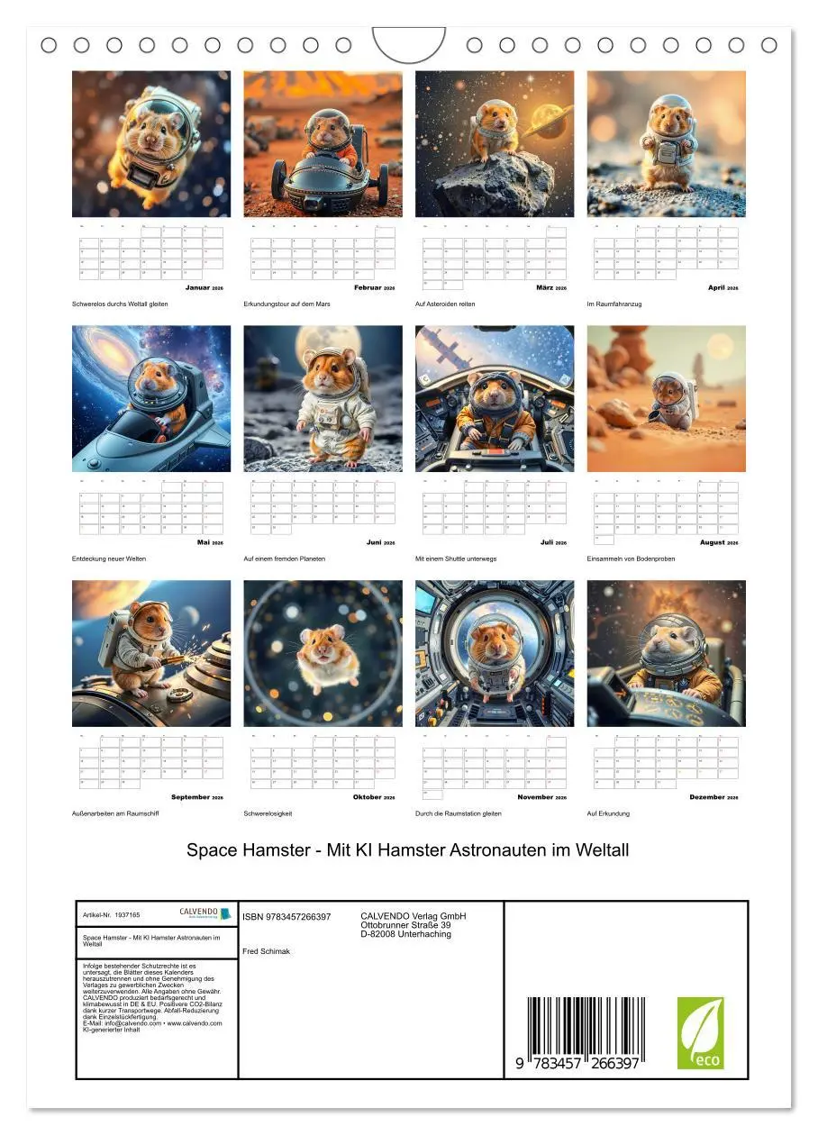 Bild: 9783457266397 | Space Hamster - Mit KI Hamster Astronauten im Weltall (Wandkalender...
