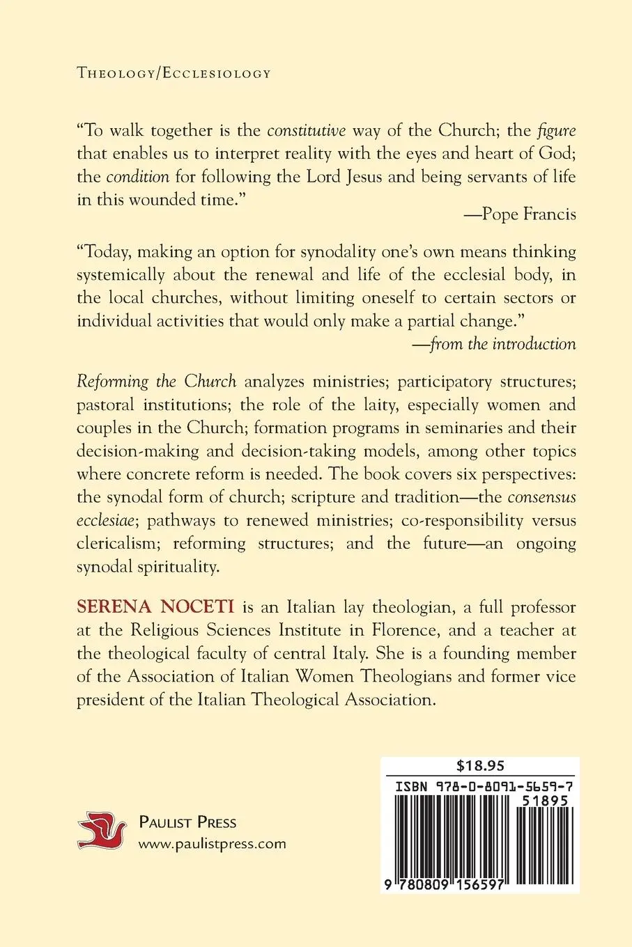 Rückseite: 9780809156597 | Reforming the Church | A Synodal Way of Proceeding | Serena Noceti