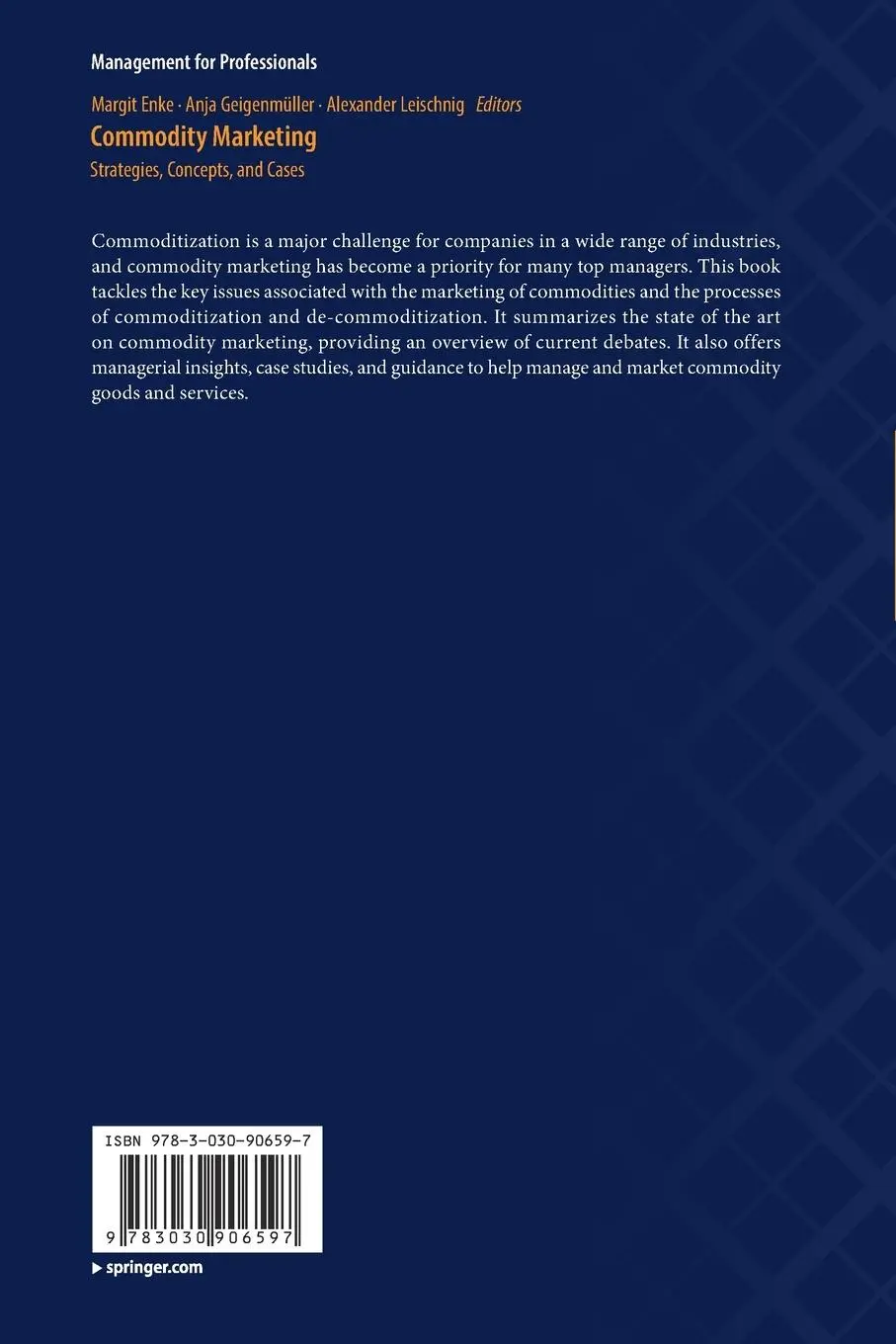 Rückseite: 9783030906597 | Commodity Marketing | Strategies, Concepts, and Cases | Enke (u. a.)