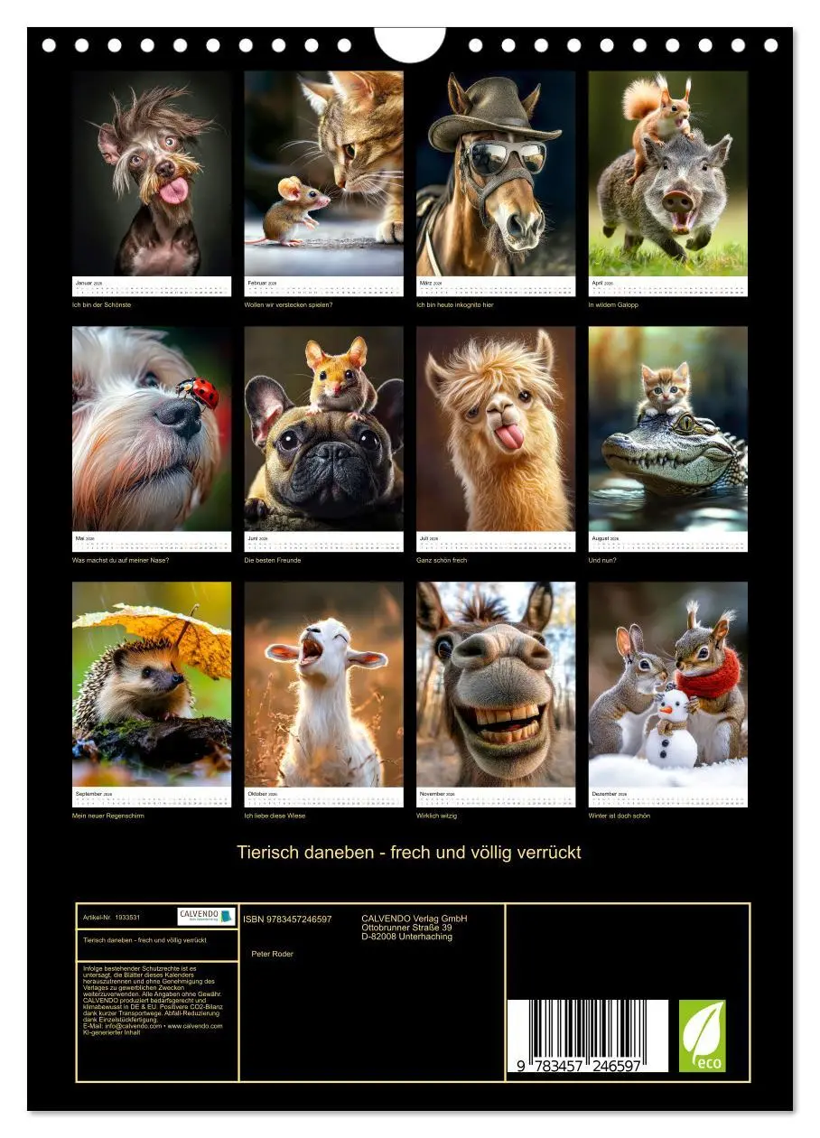 Bild: 9783457246597 | Tierisch daneben - frech und völlig verrückt (Wandkalender 2026 DIN...
