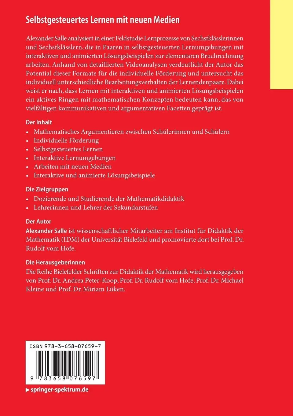 Rückseite: 9783658076597 | Selbstgesteuertes Lernen mit neuen Medien | Alexander Salle | Buch | x