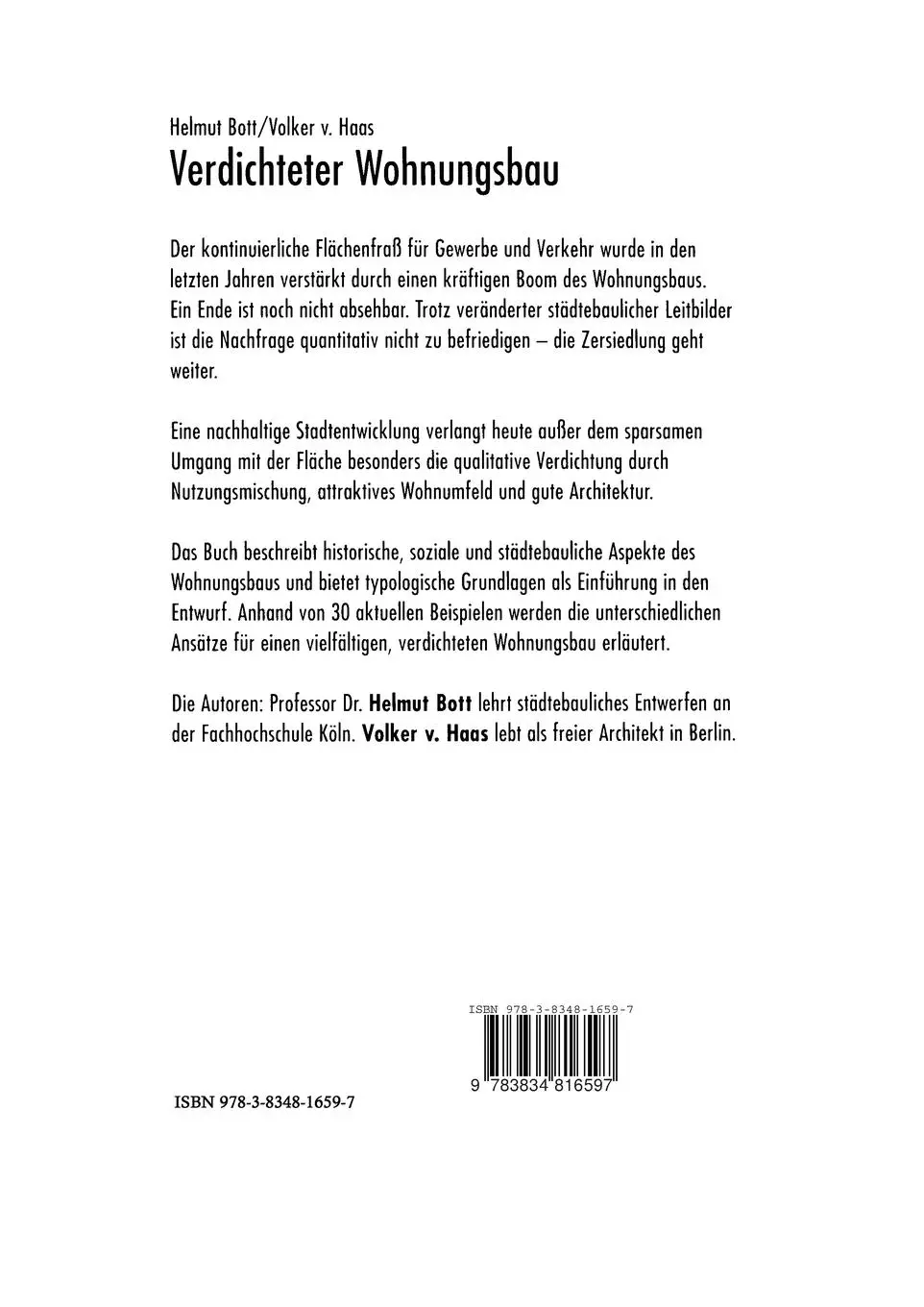 Rückseite: 9783834816597 | Verdichteter Wohnungsbau | Volker V. Haas (u. a.) | Taschenbuch | 2005