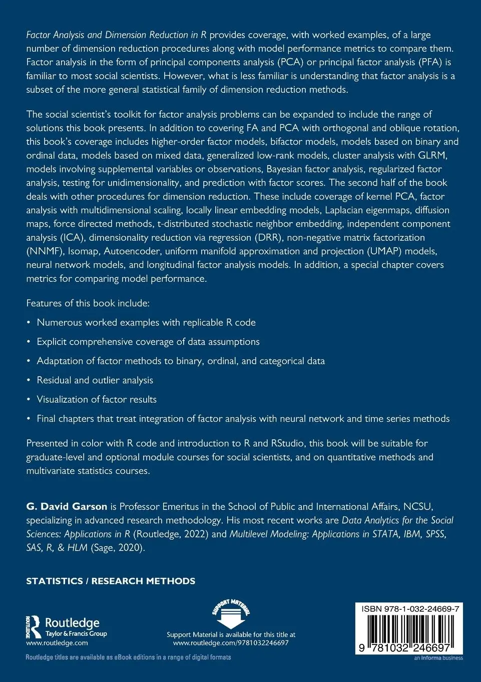 Rückseite: 9781032246697 | Factor Analysis and Dimension Reduction in R | G. David Garson | Buch
