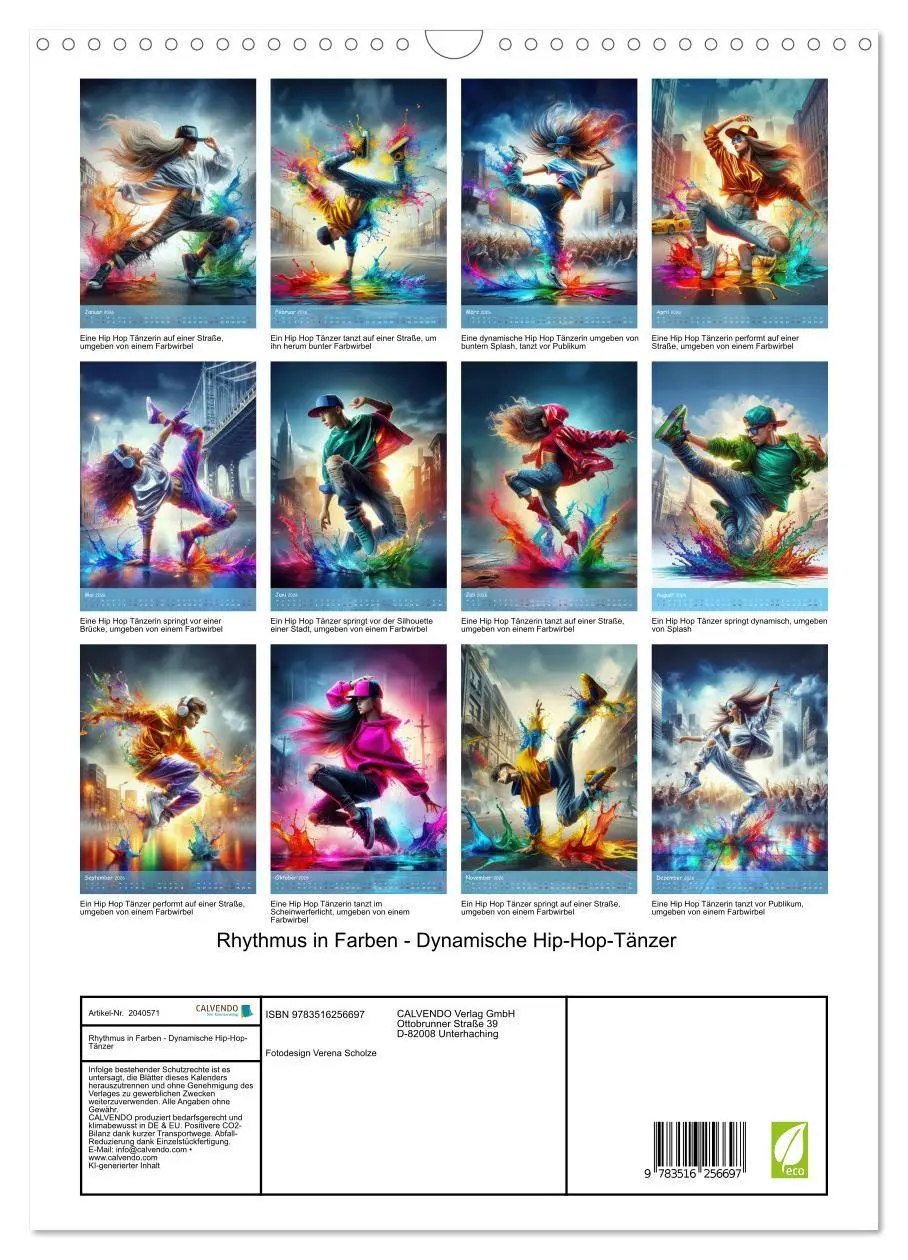 Bild: 9783516256697 | Rhythmus in Farben - Dynamische Hip-Hop-Tänzer (Wandkalender 2026...