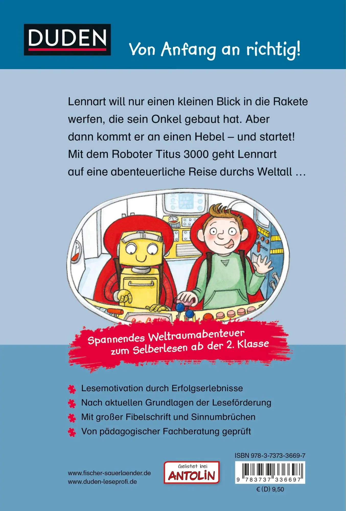 Rückseite: 9783737336697 | Duden Leseprofi - Lennart, Titus und die Reise zum Mars, 2. Klasse