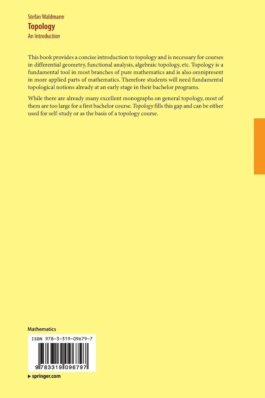 Rückseite: 9783319096797 | Topology | An Introduction | Stefan Waldmann | Taschenbuch | xii