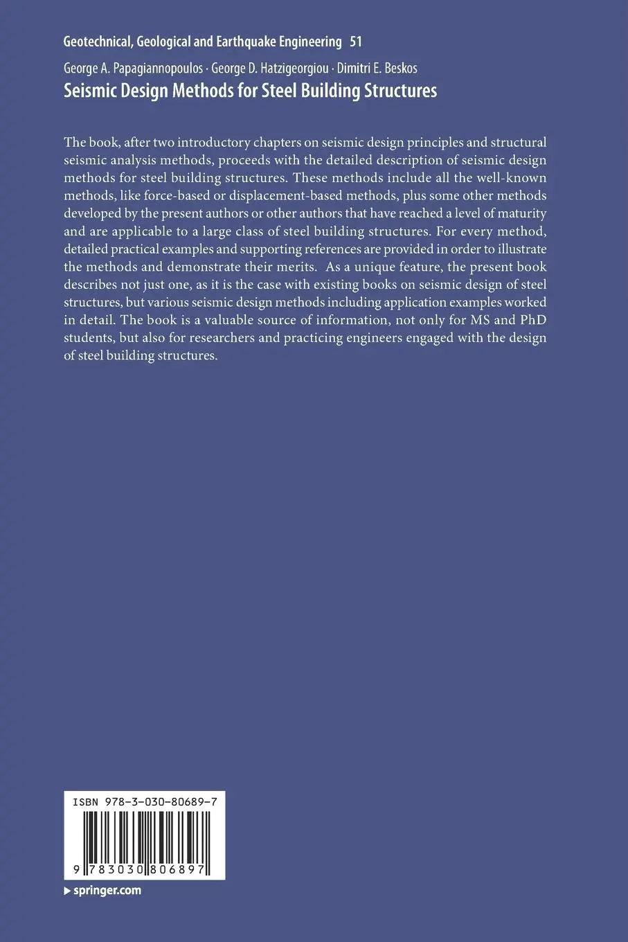 Rückseite: 9783030806897 | Seismic Design Methods for Steel Building Structures | Taschenbuch