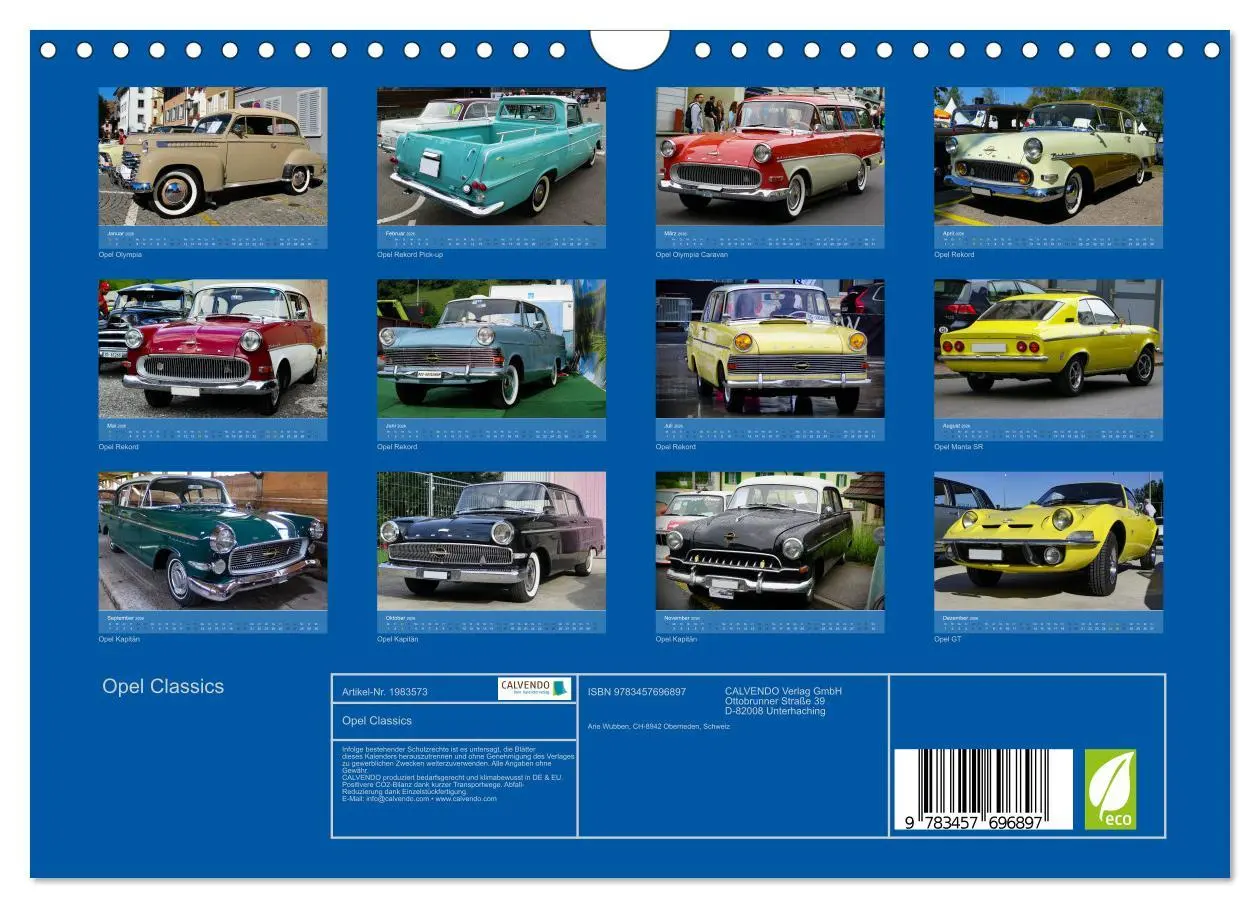 Bild: 9783457696897 | Opel Classics (Wandkalender 2026 DIN A4 quer), CALVENDO Monatskalender
