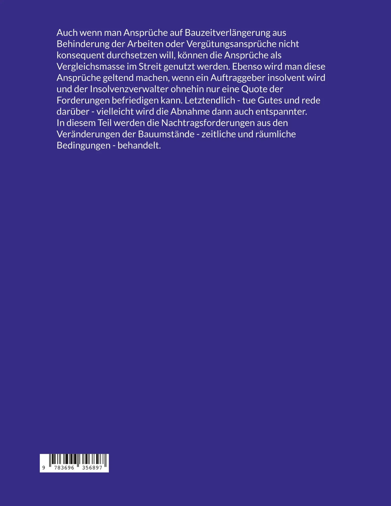 Rückseite: 9783696356897 | Nachtragsmanagement in Bauprojekten - Teil 3 | Ulrich Nagel | Buch