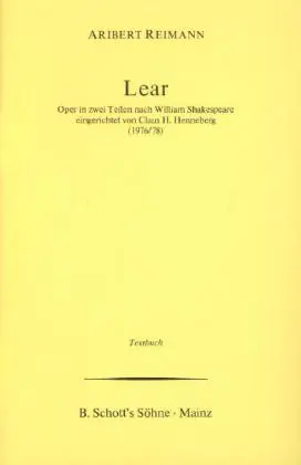 Cover: 9783795736897 | Lear | Aribert Reimann | Broschüre | 44 S. | Deutsch | 1983
