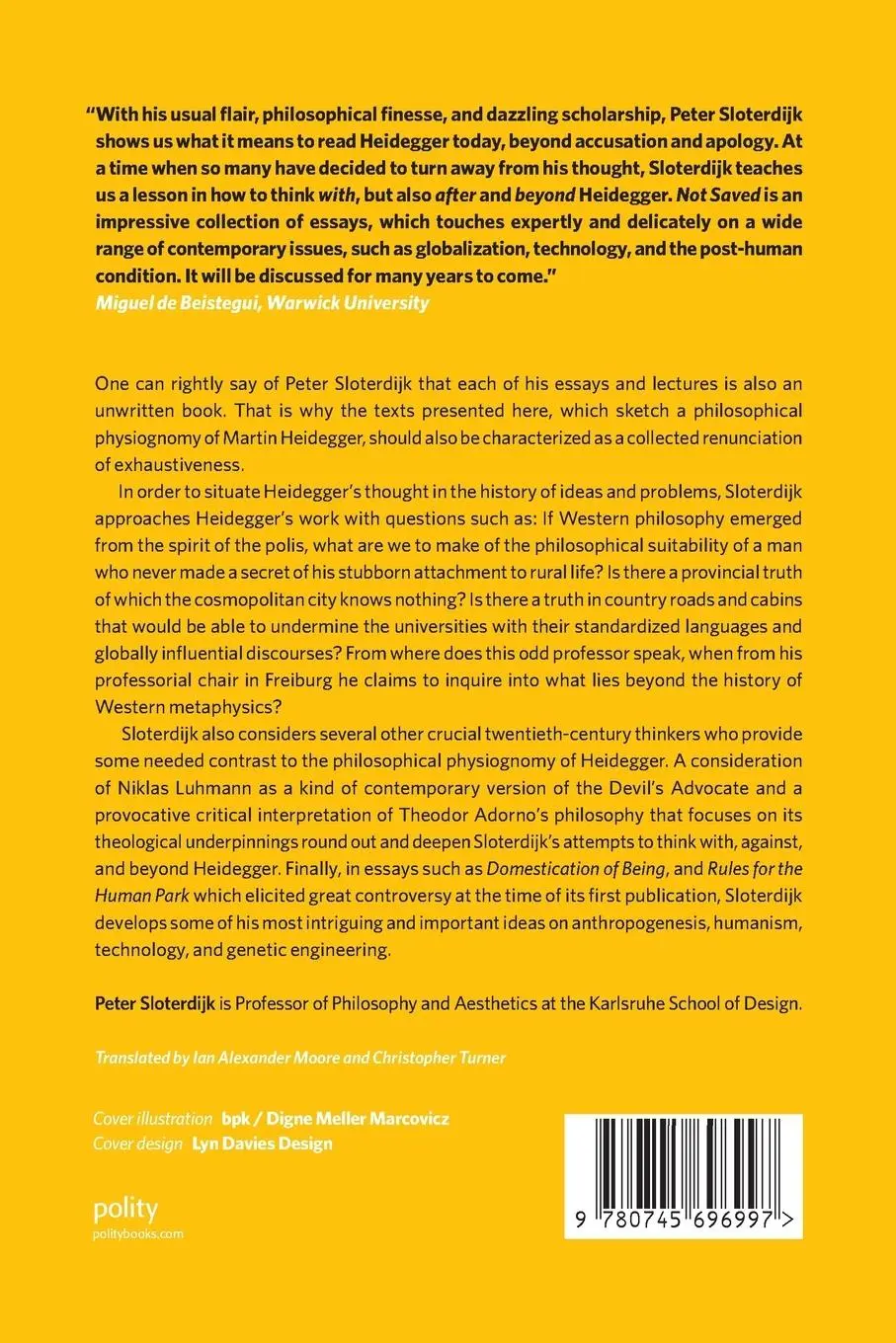 Rückseite: 9780745696997 | Not Saved | Essays After Heidegger | Peter Sloterdijk | Taschenbuch