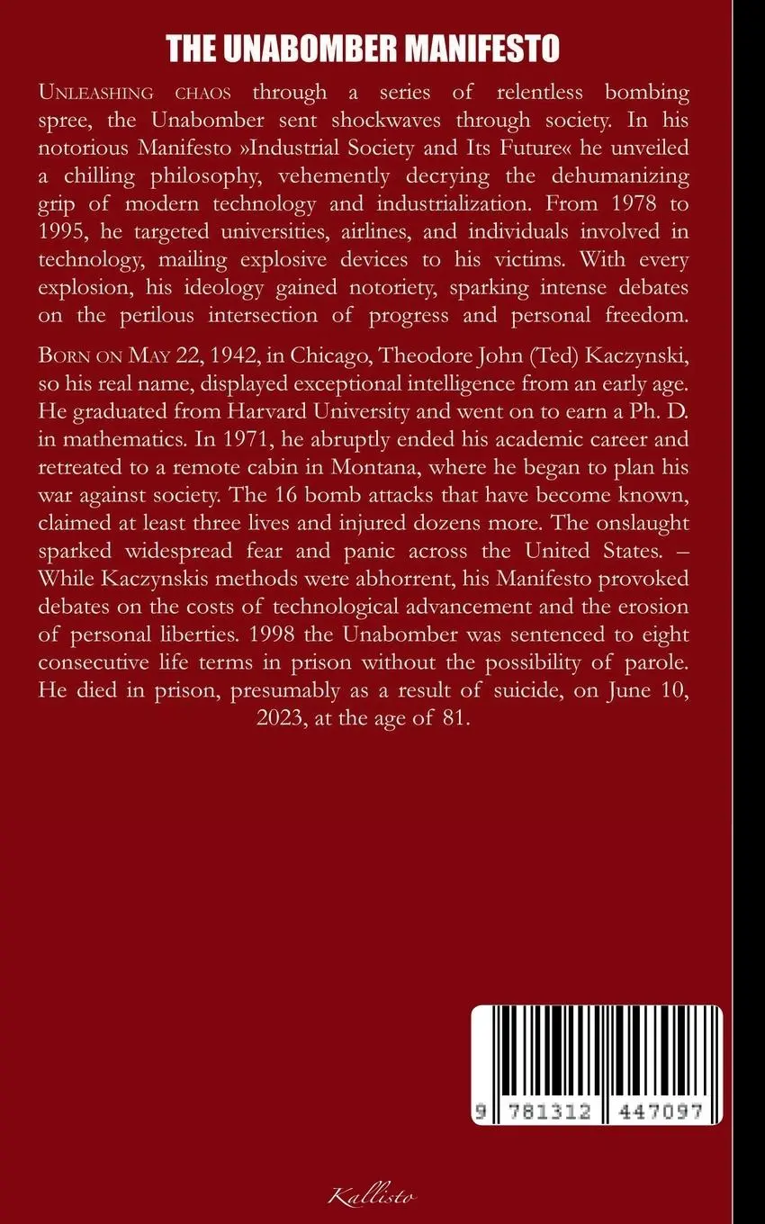 Rückseite: 9781312447097 | The Unabomber Manifesto (New Edition 2023) | Theodore John Kaczynski