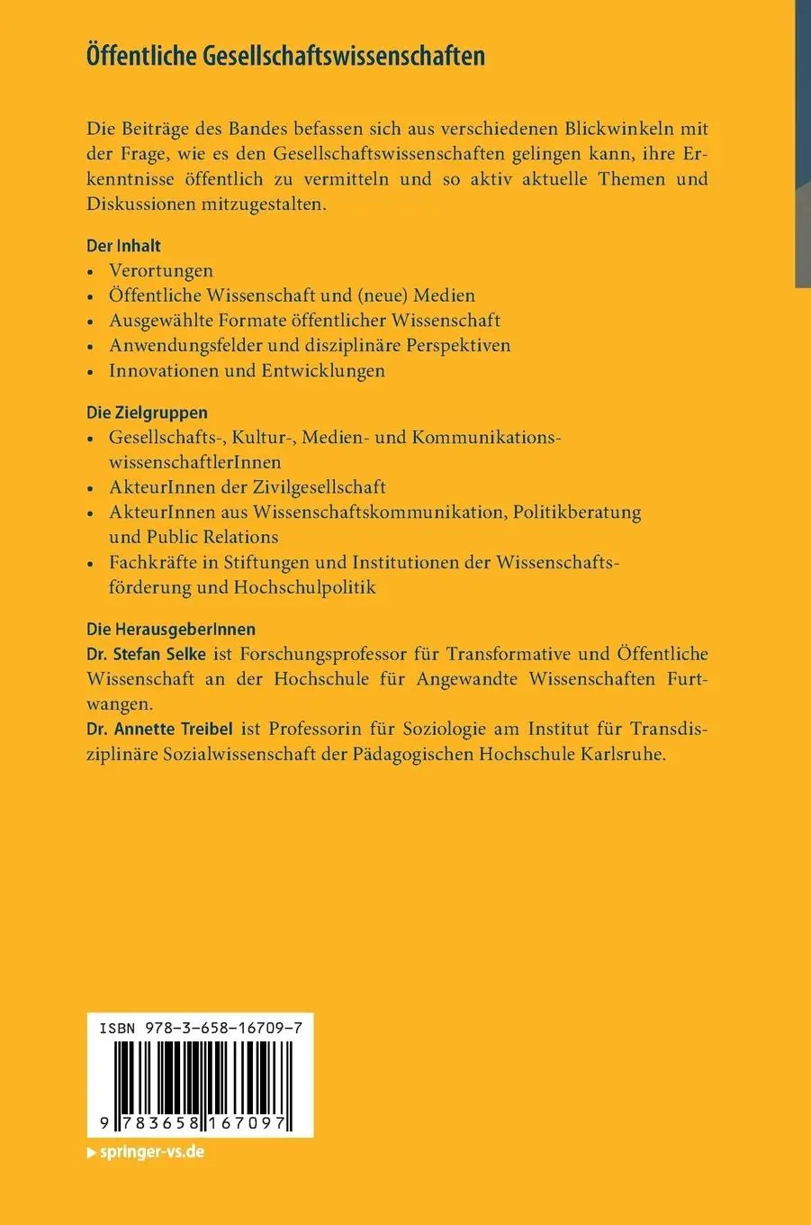 Rückseite: 9783658167097 | Öffentliche Gesellschaftswissenschaften | Annette Treibel (u. a.)
